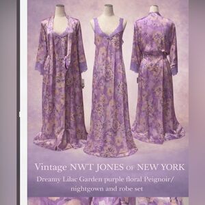 Jones New York Purple Floral Nightgown + Robe